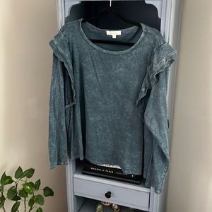 Anthropologie long-sleeve top with ruffle detail